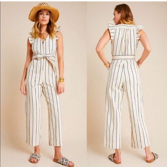 By Anthropologie Hedda striped jumpsuit - Picture 1 of 11